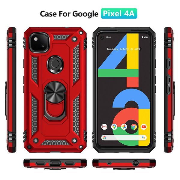 Casi di armature per Google Pixel 6 7 PRO 5 5A 6A 4 3A XL 4A 5G Case Porta anello magnetico Cavalletto duro