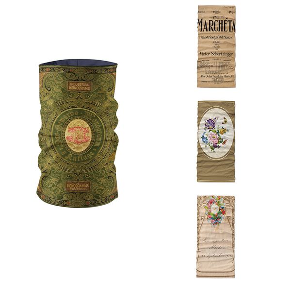 

new 3d printed hijab scarf european retro style bandana funny newspaper wrist strap neck gaiter women kerchief dust mask, Blue;gray