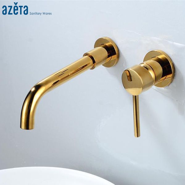 

azeta wall mounted single lever basin faucets bathroom gold brass washbasin tap rotatable cold water basin mixer 1906g