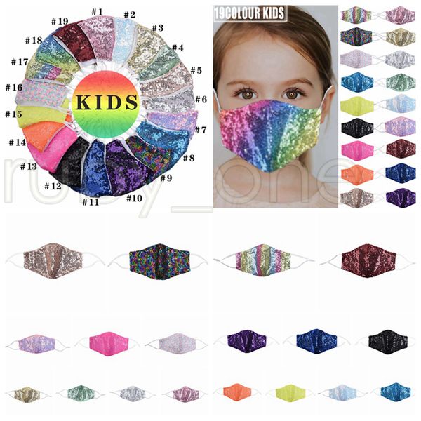 

bling bling sequins face mask 19 colors kids summer breathable sunscreen masks washable face designer masks rra3520
