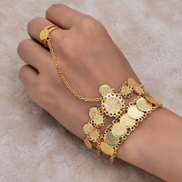 

wando islam coins bracelet length 21.5cm+width 2cm/1.3cm gold color classic muslim islamic coins bracelet, Black