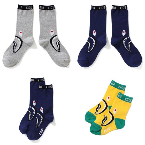 

kids baby fashion socks boys girls newborn baby letter printed with shark pattern socks children casual breathable socks, Pink;yellow