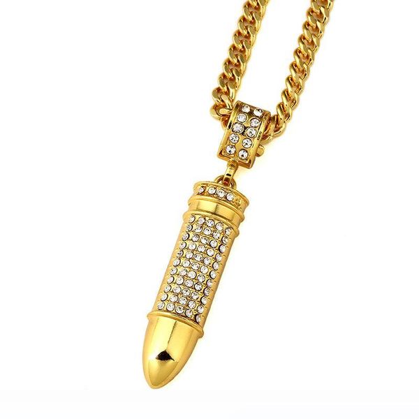 

hip hop fashion army warhead bling pendant necklaces jewelry mens full rhinestone crystal design men necklace for 29inch chain, Silver