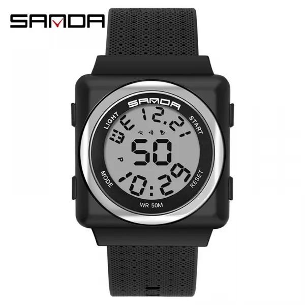 

sanda watch male fashion luminous waterproof student special forces digital watches youth multifunctional wrist watch, Slivery;brown
