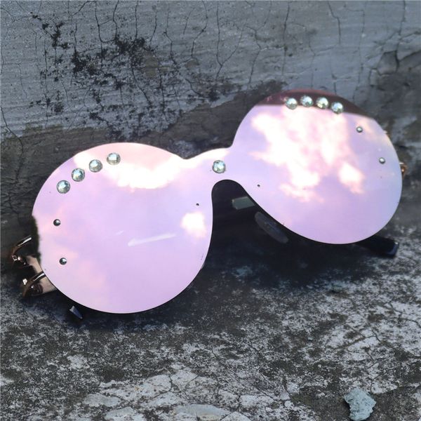 

new crystal round sunglasses women diamond vintage sunglasses metal retro female eyewear uv400 fml, White;black