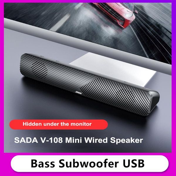 

sada v-108 3.5mm wired speaker enhanced bass subwoofer usb powered computer sound box plug and play