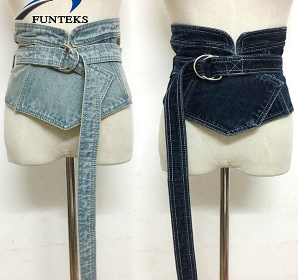 

wholesale solid wide waistband irregular fashion denim belt for women adjustable bandage dress girdle all match ceinture06, Black;brown