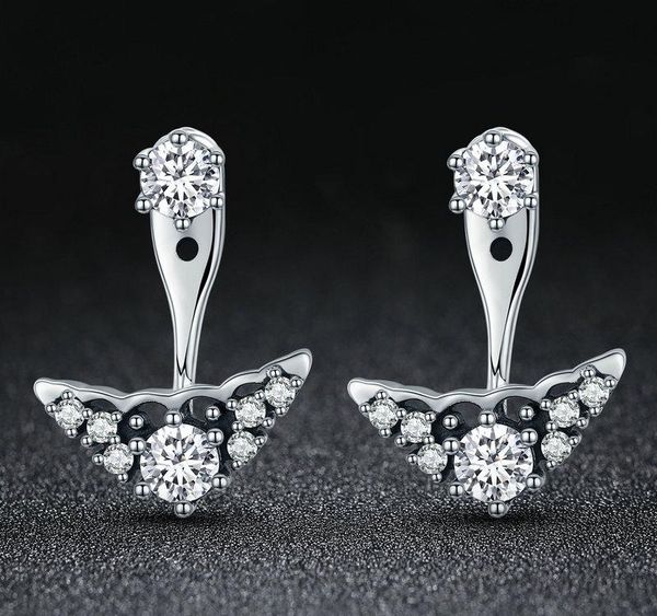 

sterling silver fairytale tiara stud earrings female 925 silver clear cz earrings for women luxury silver jewelry gift01, Golden;silver