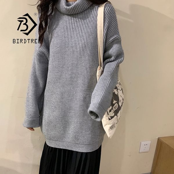 

2020 winter autumn women korean style knitted turtleneck sweater thick warm casual loose long oversized sweater t08219r, White;black