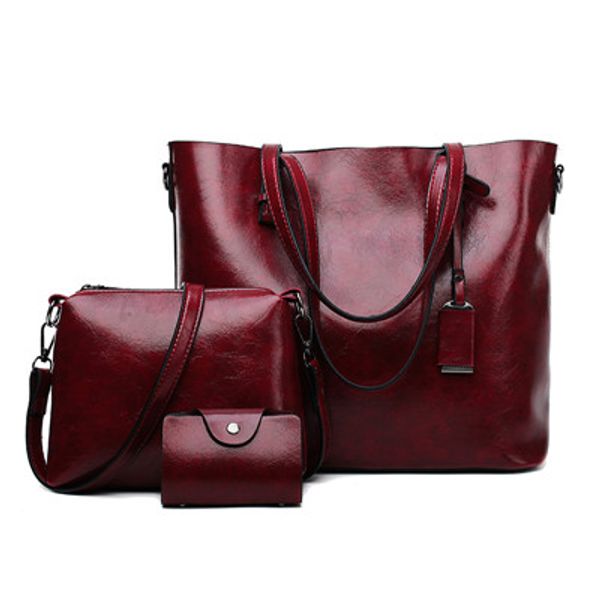 

дамы плеча кошельки и сумки 3шт ретро восковое масло кожа сумка сумка женщин набор женщин totes bolsas feminina посыльного сумки