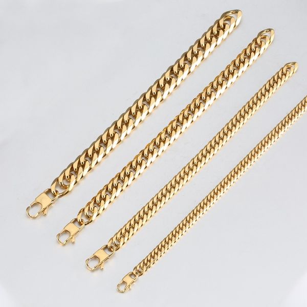 

gold bracelets mens stainless steel curb cuban link chain bracelets for women 2020 friendship bracelet gifts for men accessories, Black