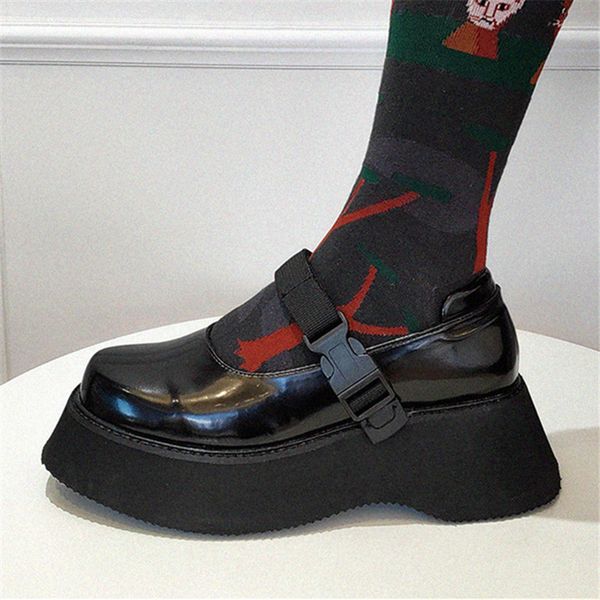 

мэри джейн женщина квартира толстой подошва платформа обувь женщина ретро дама повседневных кроссовок женских эспадрилий лиана кожаных ботин, Black