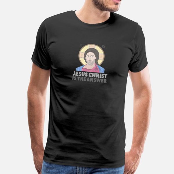 

jesus christ is the answer t shirt men designing 100% cotton round neck vintage famous authentic summer style slim shirt