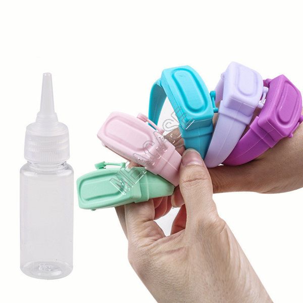 

wrist hand sanitizer dispenser portable silicone hand sanitizer bracelet wearable wristbands hand washing sanitizer holder 6 colors d81911, Red;brown