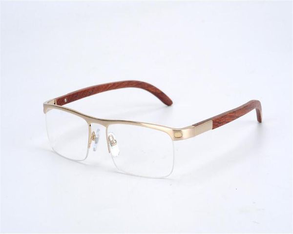 

eyewear myopia eyewear business design men half rim alloy handmade wooden temple silver uv protection optical eyeglasses frame, Black