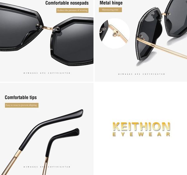 

keithion new women multilateral sunglasses fashion large frame sun glasses women polarized sunglasses001, White;black