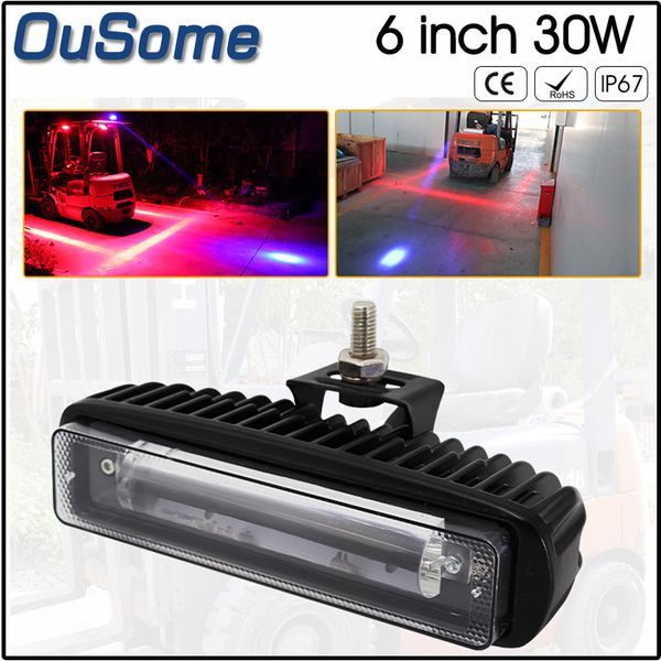 

30w led forklift truck blue/red light warning lamp safety working light 10-80v ip68