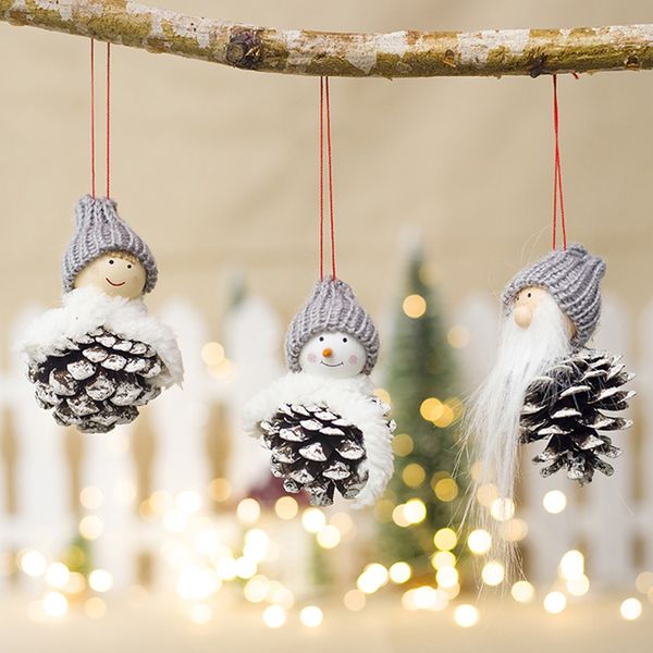 

3pcs pendant peg hanging christmas santa mini doll wall tree wood decorations