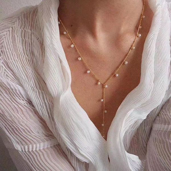 

echsun natural freshwater pearl necklace pearl pendant 14k gold covered jewelry jewelry necklace handmade whole, Silver