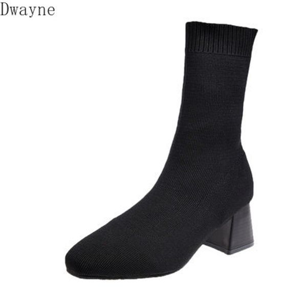 

2020 new elastic women's boots in winter thick with thin british boots, Black