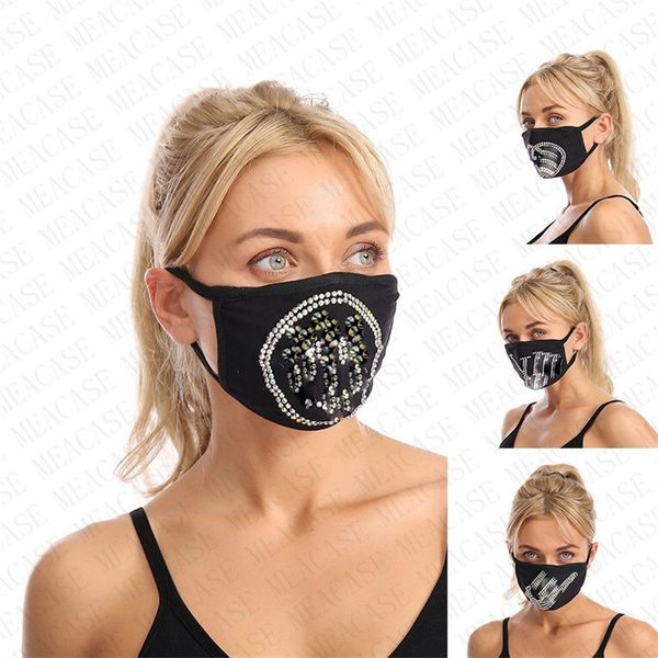 

2020 bling bling diamond rhinestone masks reusable face mask women shinning glitter gem jewel mask dustproof washable shinny masks d8607