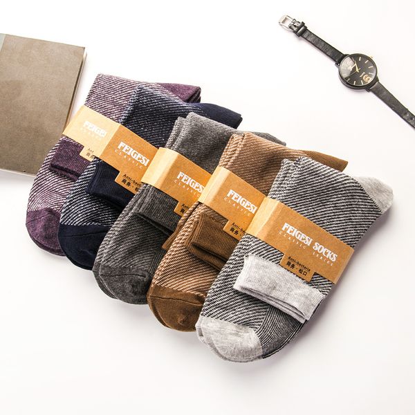 

autumn and winter new men's cotton casual hose vintage color comfortable and breathable warm tube socks, Black