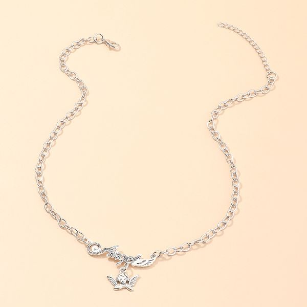 

lexie diary 2020 new arrival fashion creative metal cool letter angel necklace for women accessory jewellery, Silver