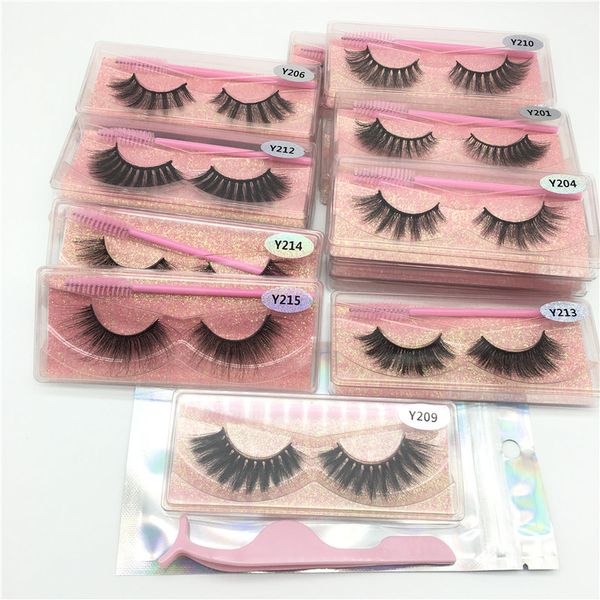 

2020 new 3d flutty mink eyelashes with tweezer and eye brush 3d mink lashes natural reusable false eyelashes extensions beauty make up tool