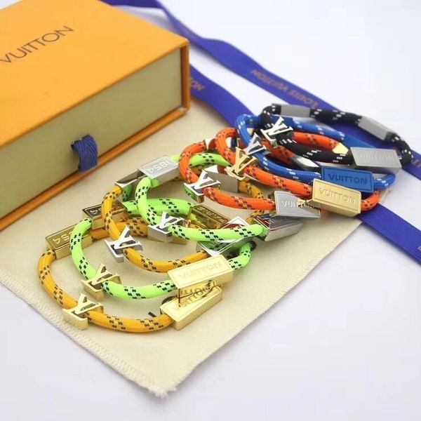 

new pattern hand rope for lovers wishes bracelets for women and men wristband stainless steel lady jewelry party couple gifts box, Golden;silver