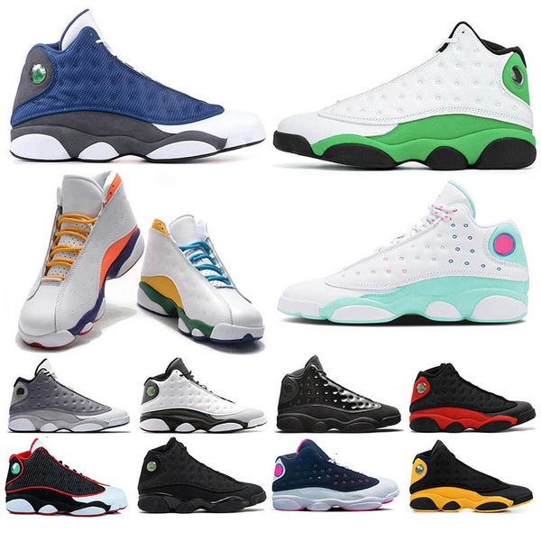 

13 13s women men basketball shoes flint aurora luck green playground bred gs atmosphere grey cap and gown playoffs sports sneakers, Black