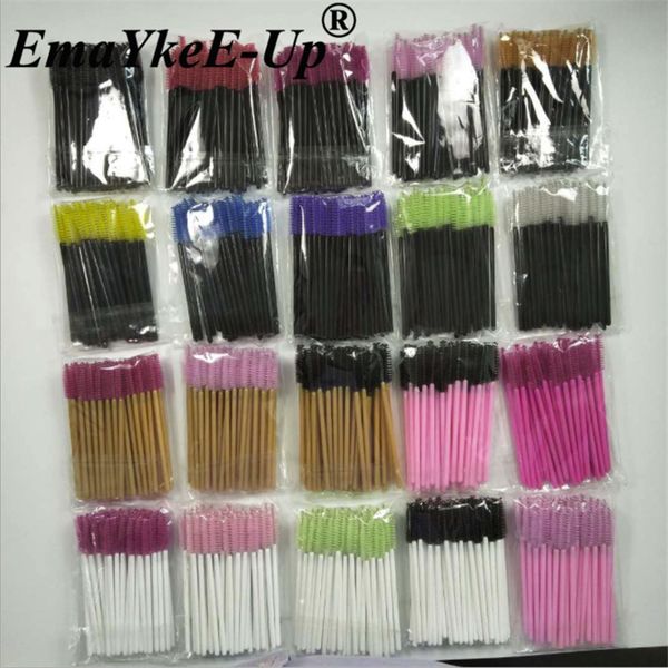 

false eyelashes 50pcs/lot disposable nylon mascara wands blue gold black rose red handle brushes lashes makeup eyelash extension tools