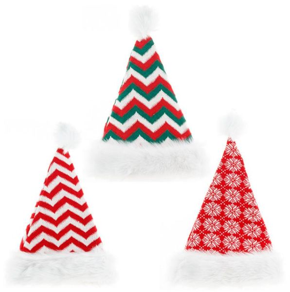 

christmas decorations 1 pc classic printed knitting hat adults teens and children santa hats beanie with faux fur