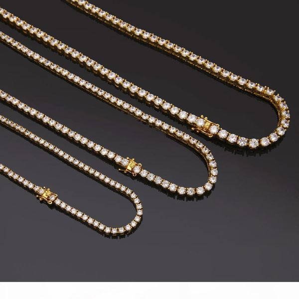 

f uwin 3 мм 4 мм 5 мм round cut iced out кубический цирконий цепи теннис ссылка hiphop верхнее качество cz box застежка ожерелье женщины муж, Silver