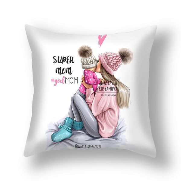 

vogue super mom daddy baby pillow case polyester 45*45cm decor cartoon mama cushion cover for sofa pillowcase cushions covers