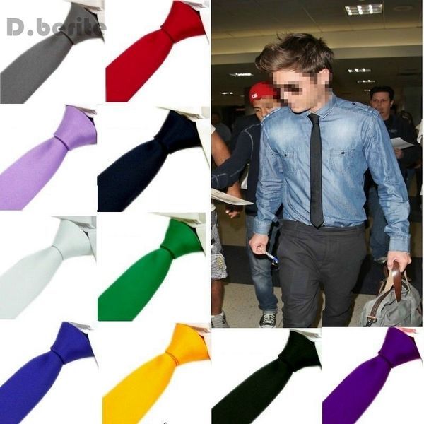 

handmade men casual solid skinny solid plain tie silk wedding groom party slim narrow necktie clothes accessories skh1, Black;gray