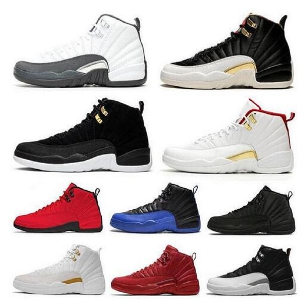 

jumpman mens shoes 12 12s fiba cny bumblebee mens basketball shoes reverse taxi game royal blue gym red wings grey sports sneakers trainer, Black