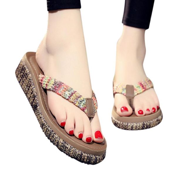 

youyedian new women summer non-slip platform shoes wedges high heel woman outdoor beach slippers sandals sapato feminino#3, Black
