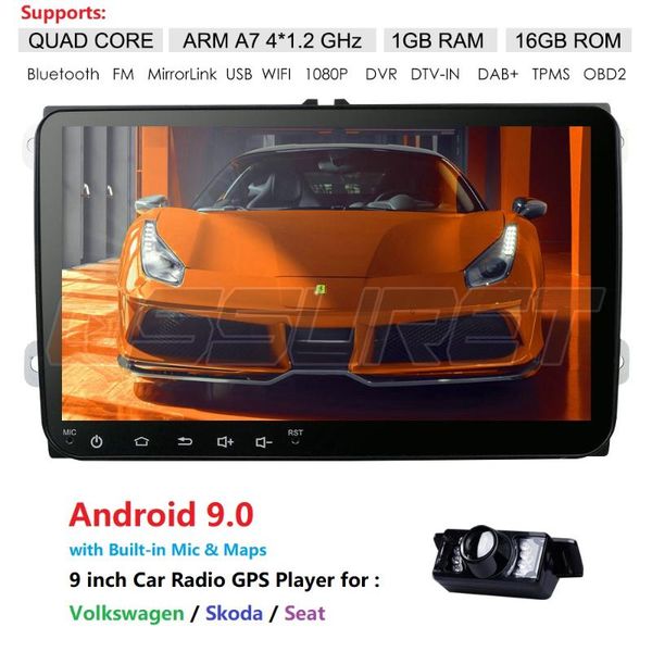 

4 core 1080p android 9.0 car multimedia radio player auto stereo for volkswage 5 6 support bluetooth swc dab+ dvr ect car dvd
