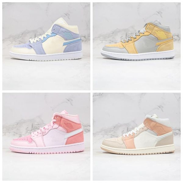 

new 1 mid basketball shoes 1s milan tie dye mens trainers digital pink women sports sneakers size 36-45
