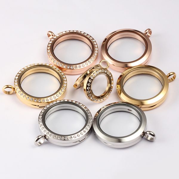 

magnetic closrue 25mm/30mm 316l stainless steel floating charms living memory glass locket pendant, Silver