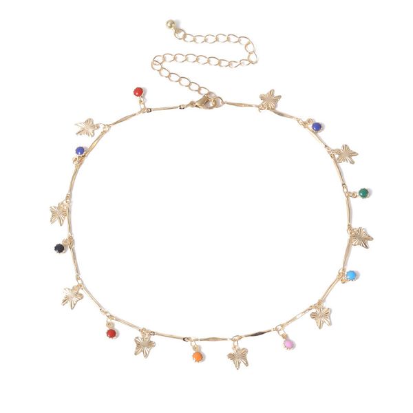 

10pcs/lot european new butterfly necklace colorful animal clavicle twist chain for women dress wearing chokers jewelry fashion accessories, Golden;silver