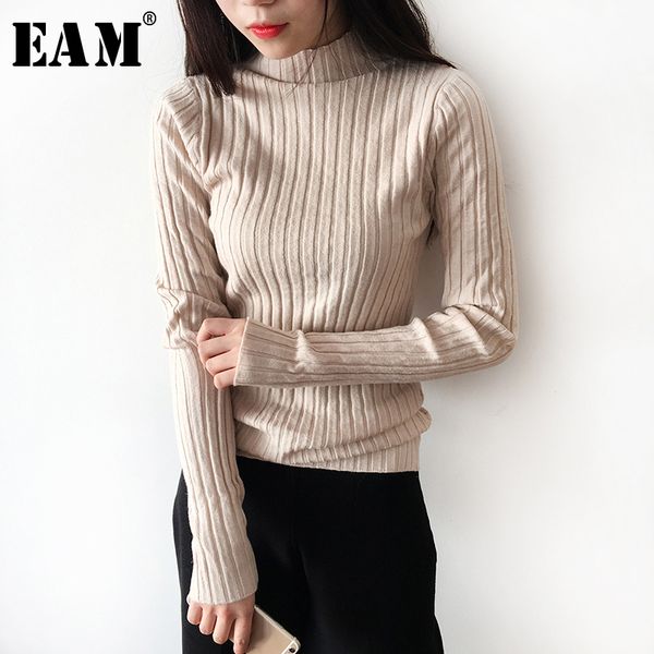 

eam] multicolor knitting sweater loose fit turtleneck long sleeve women pullovers new fashion tide autumn winter 2020 1y157, White;black