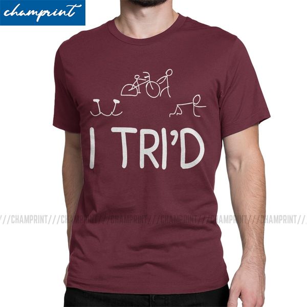 

i tri'd men's t shirt triathlon triathlete funny race run bike swimming sport gift funny tee shirt round neck t-shirts 5xl