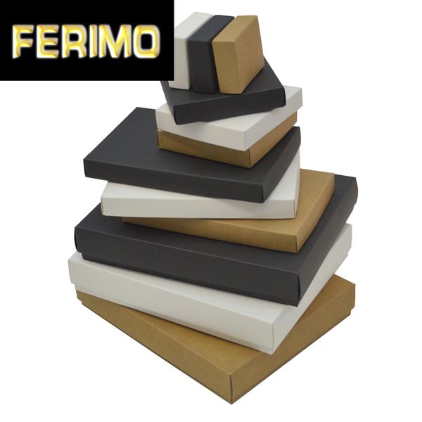 

gift wrap 10pcs 10 size cardbord box with lid white black small boxes for packaging large kraft paper cookie packing