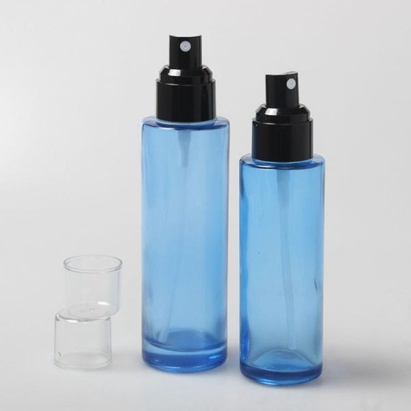 

40ml round blue bottle with lotion/spray pump,cream bottle glass