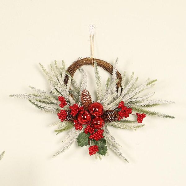 

new christmas decoration wreath pinecone bell flower garland festival home front door wall hanging christmas decoration