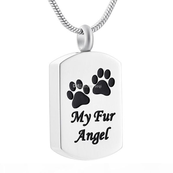 

dog remembrance stainless steel jewelry cremation urn necklace funeral casket ashes holder pendant for pets shiipping, Silver