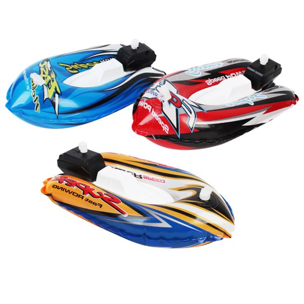 

kids inflatable speedboat wind up ship model clockwork boat bath toy swimming pool water play toys random colors