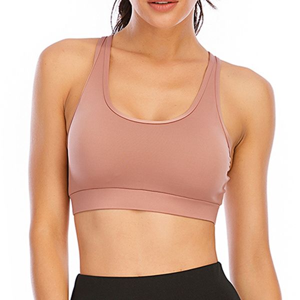 

back padded sports bras cross strap yoga bra women shockproof breathable fitness running gym vest sportswear, White;black
