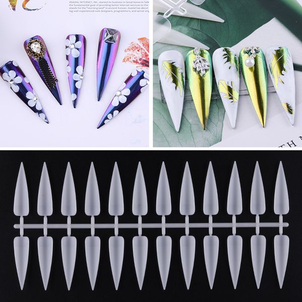 

240pcs long false nails stiletto acrylic nail art false nail tip stiletto french nail art tips tools h042, Red;gold